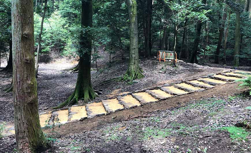 青龍殿前 石階段修復の様子1